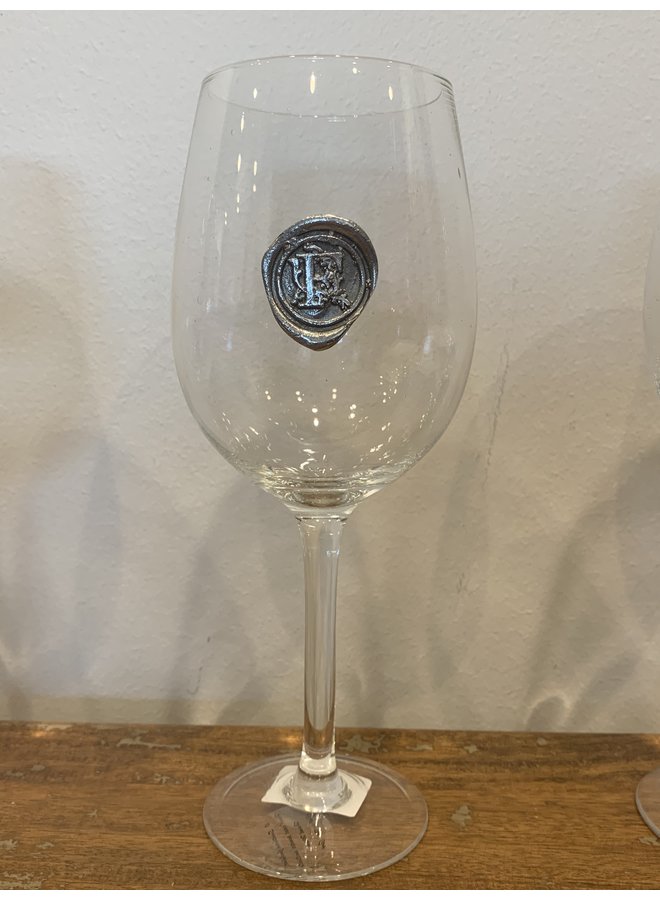 Stem Wine Glass- Initial F