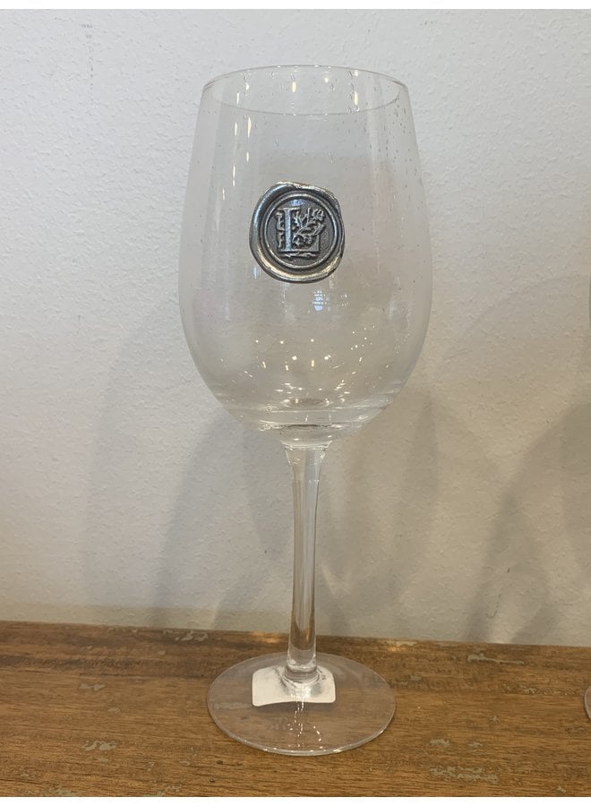 Stem Wine Glass- Initial L