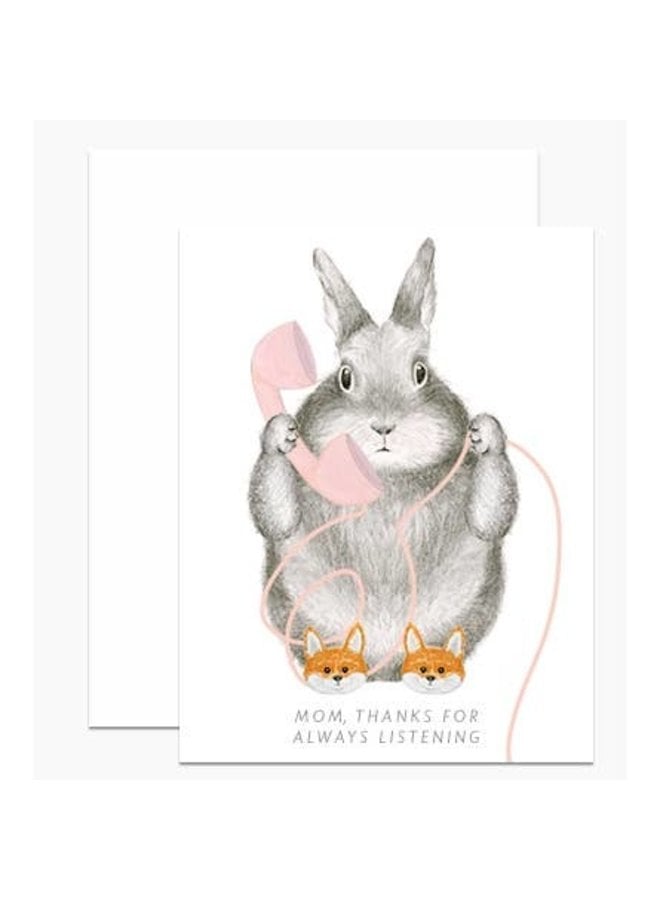 Bunny in Fox Slippers Mom Card