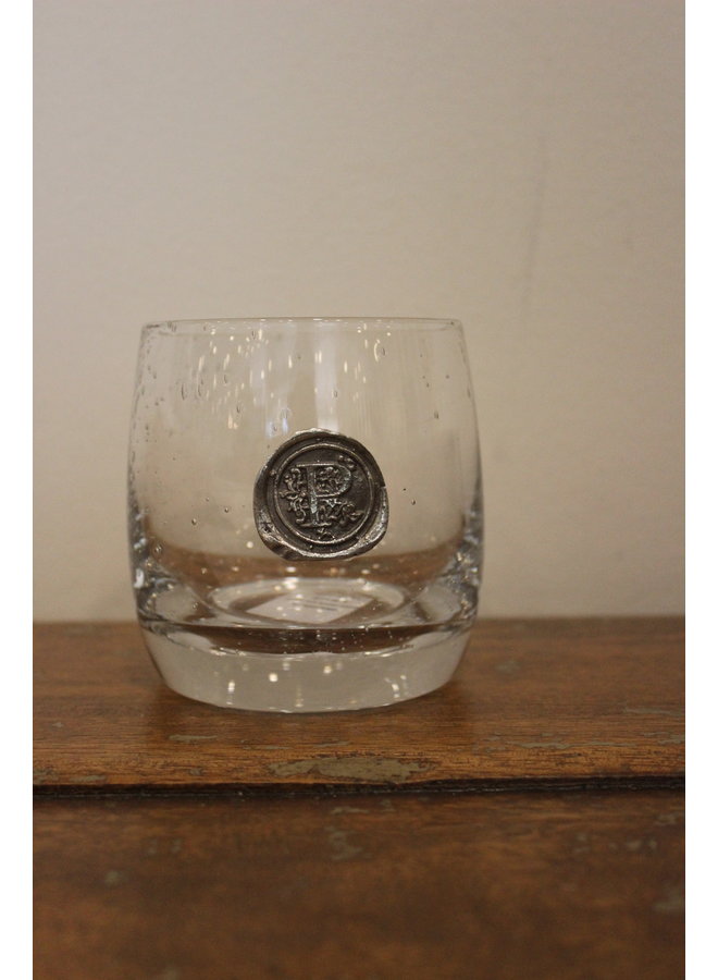 Double Old Fashion Glass-Initial P