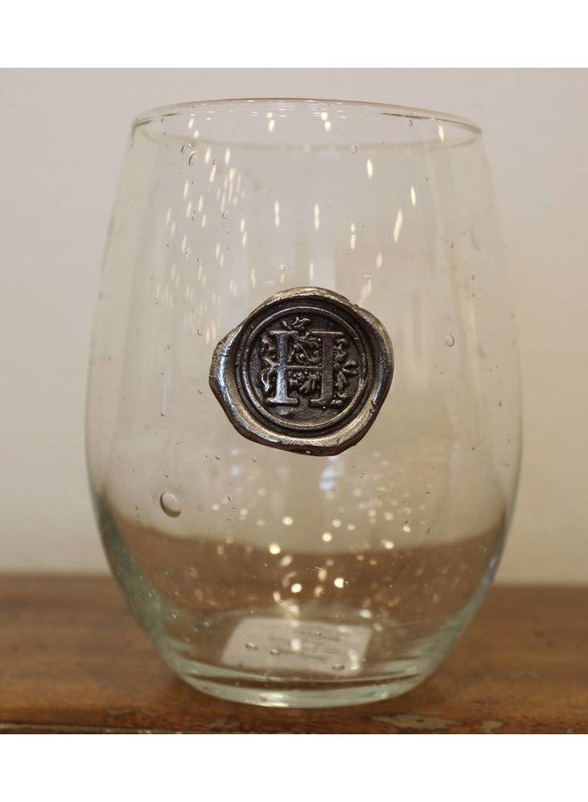 Stemless Wine Glass-Initial H