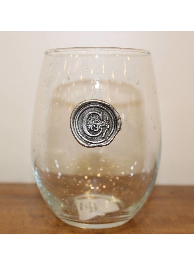 Stemless Wine Glass-Initial C