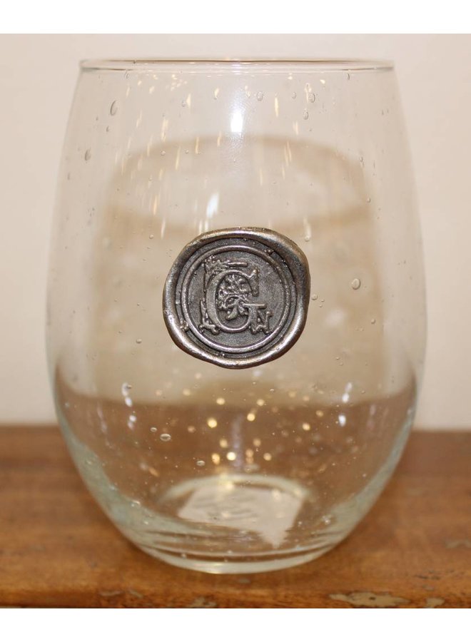 Stemless Wine Glass-Initial G