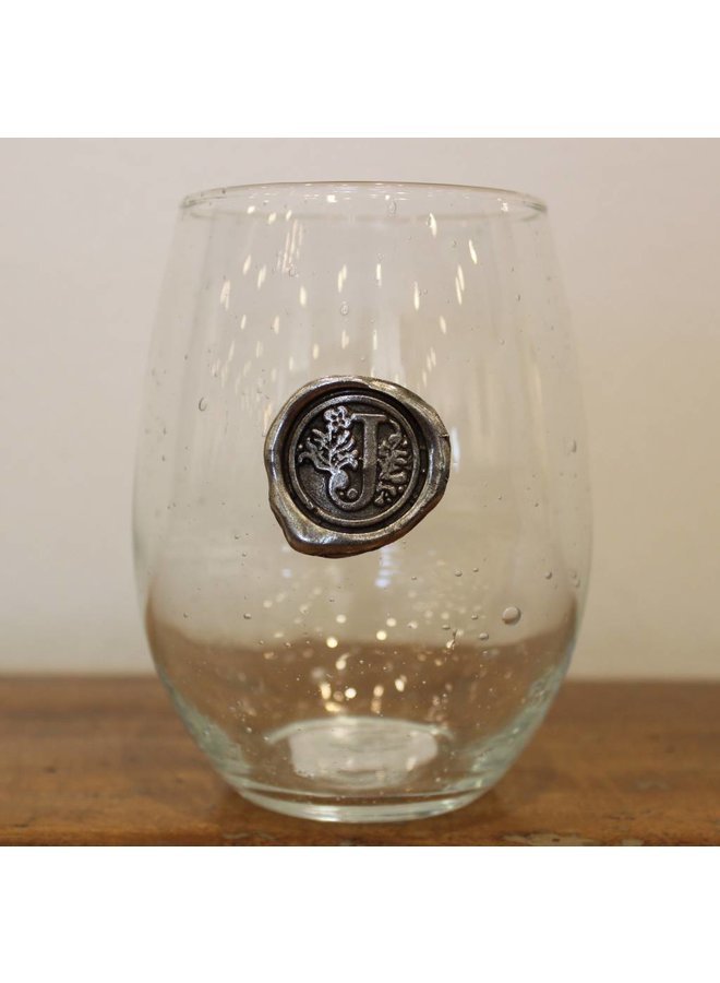Pewter monogram stemless wine - The Dinner Party