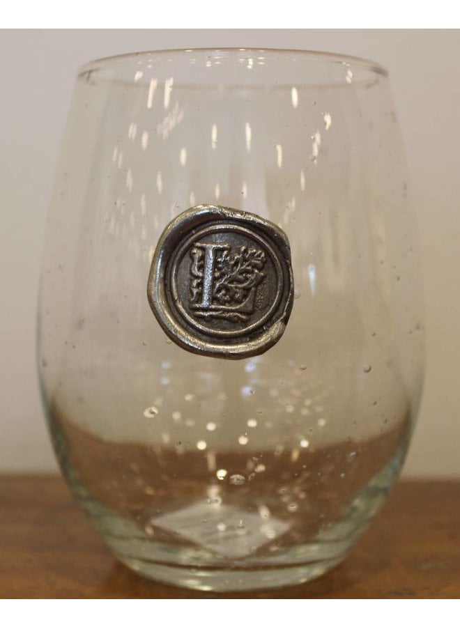 Stemless Wine Glass-Initial L