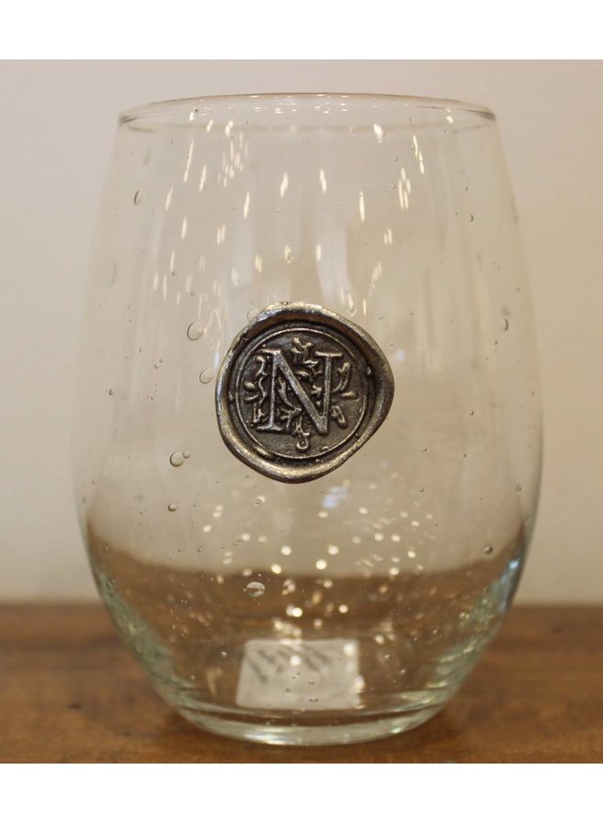 Stemless Wine Glass-Initial N