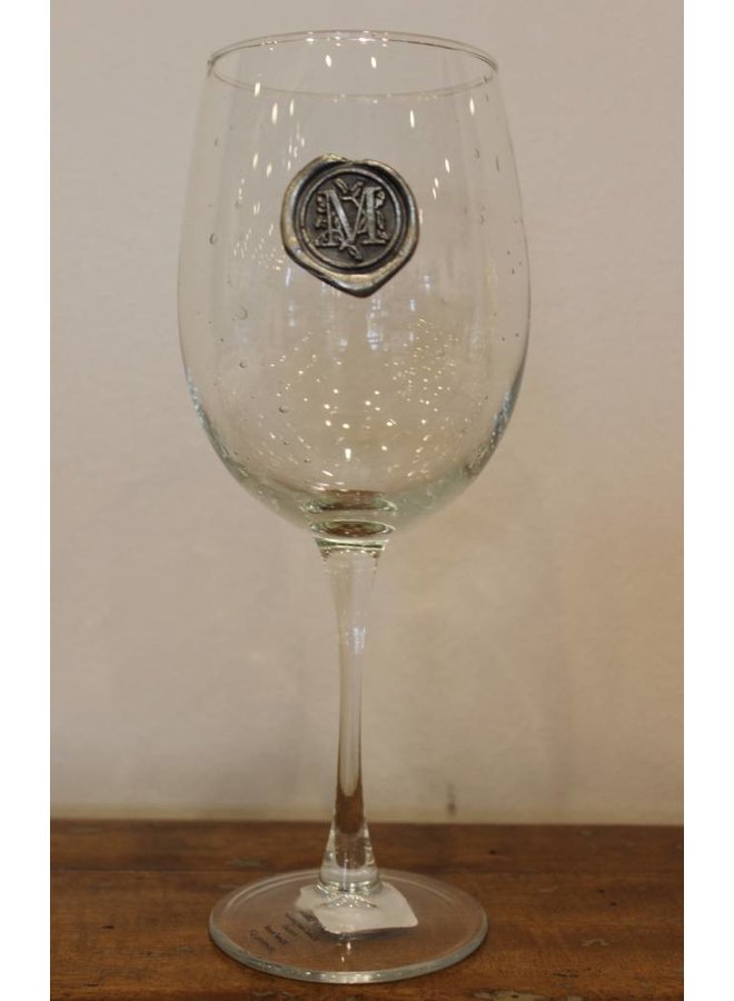 1-Letter Etched Initial Stemless Wine Glass –