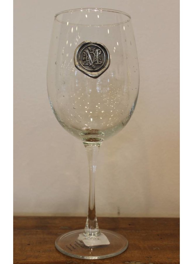 Ice Tea Glass- Initial T - ivory & birch