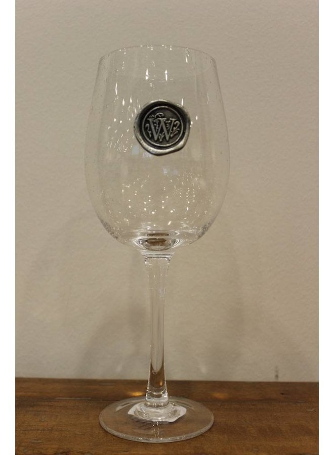 Stem Wine Glass-Initial W