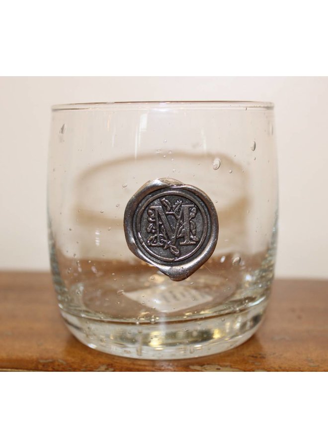 Double Old Fashion Glass-Initial M