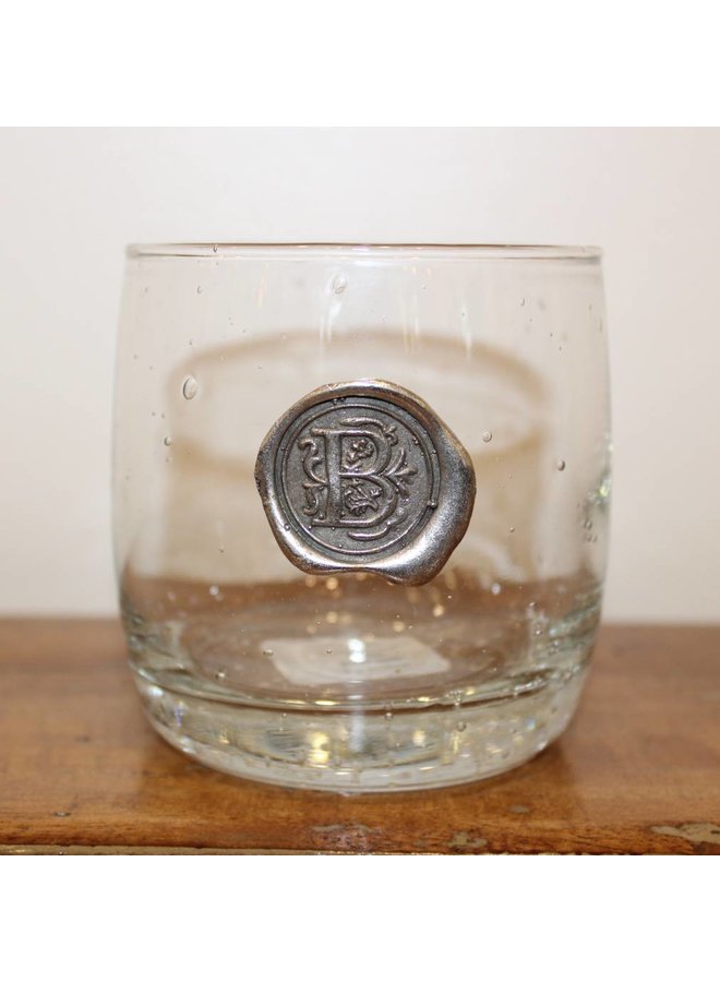 Double Old Fashion Glass -Initial B
