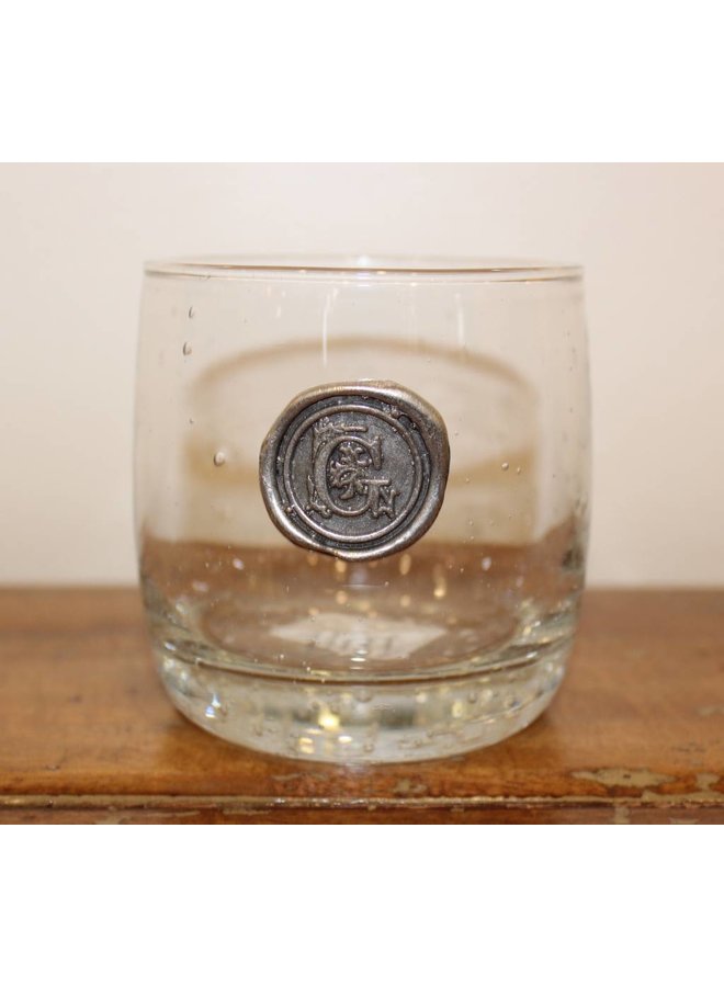 Double Old Fashion Glass- Initial G