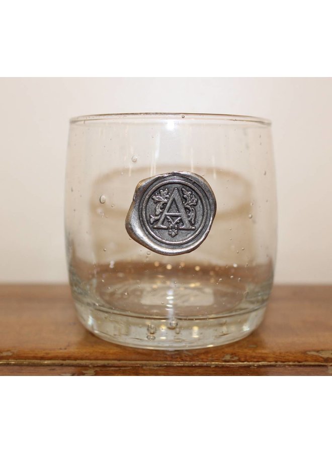 Double Old Fashion Glass- Initial A
