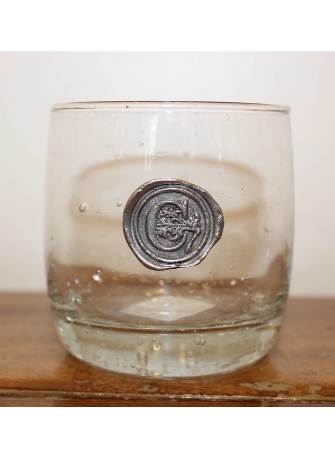 Double Old Fashioned Glass-Initial C