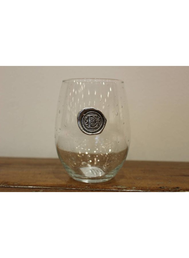 Stemless Wine Glass -Initial E