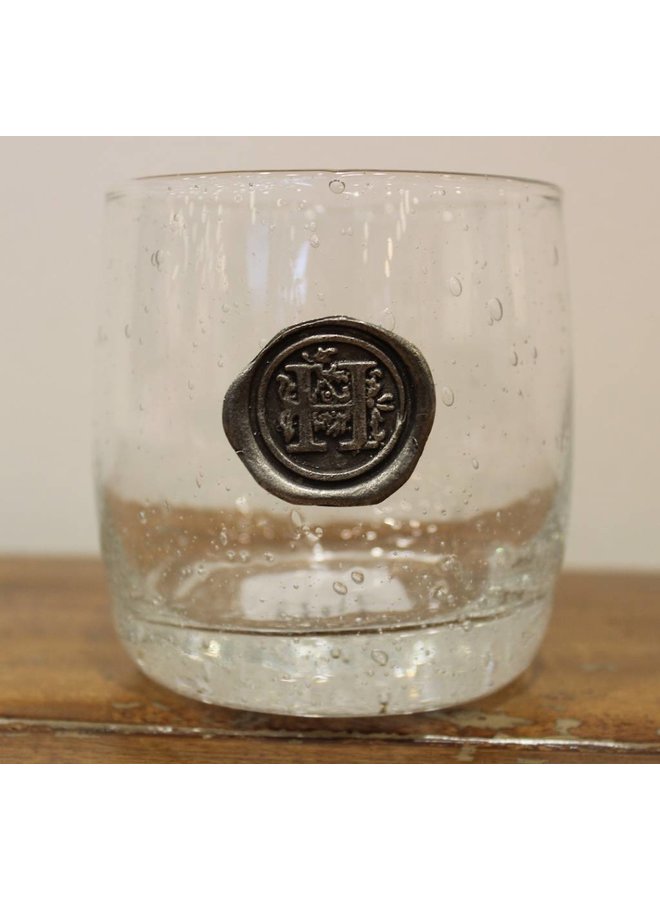 Double Old Fashion Glass-Initial H