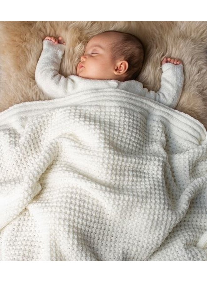 Waffle Baby Blanket- Pearl - ivory \u0026 birch