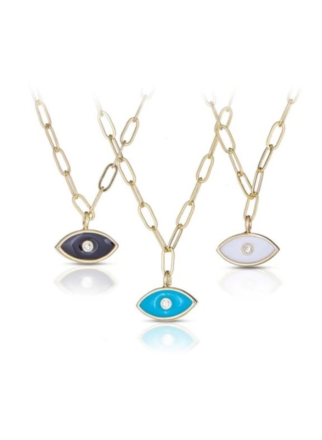 Brass Enamel Evil Eye Necklace -