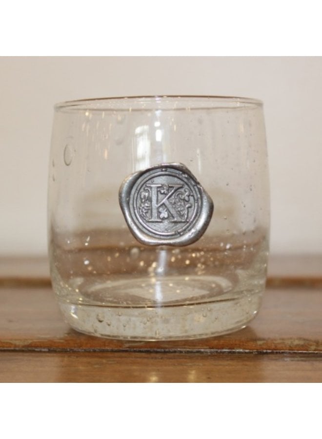 Double Old Fashion Glass-Initial K