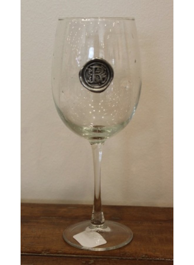 Stem Wine Glass-Initial R