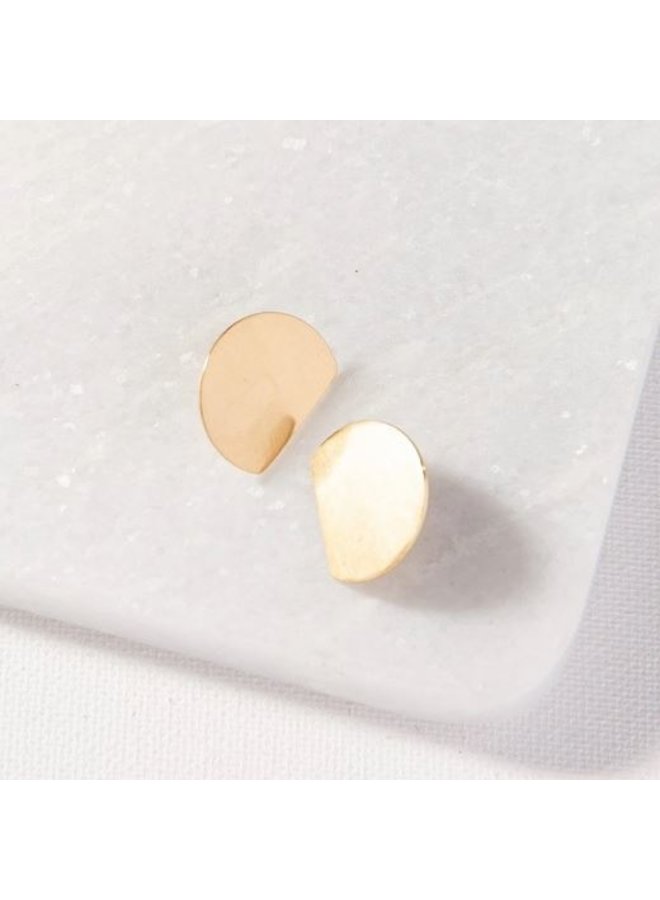 Brass Solid Small Cut Circle Post Earrings (.75")