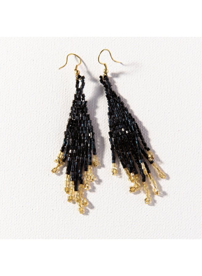 Blue and Gold Small Fringe Earrings (3.75")