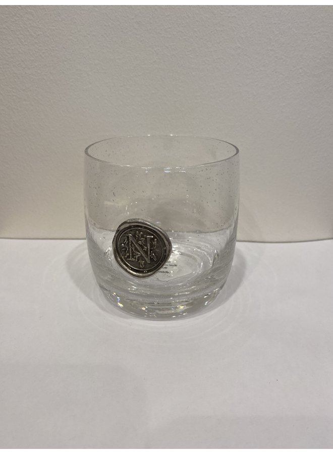 Double Old Fashion Glass -Initial N