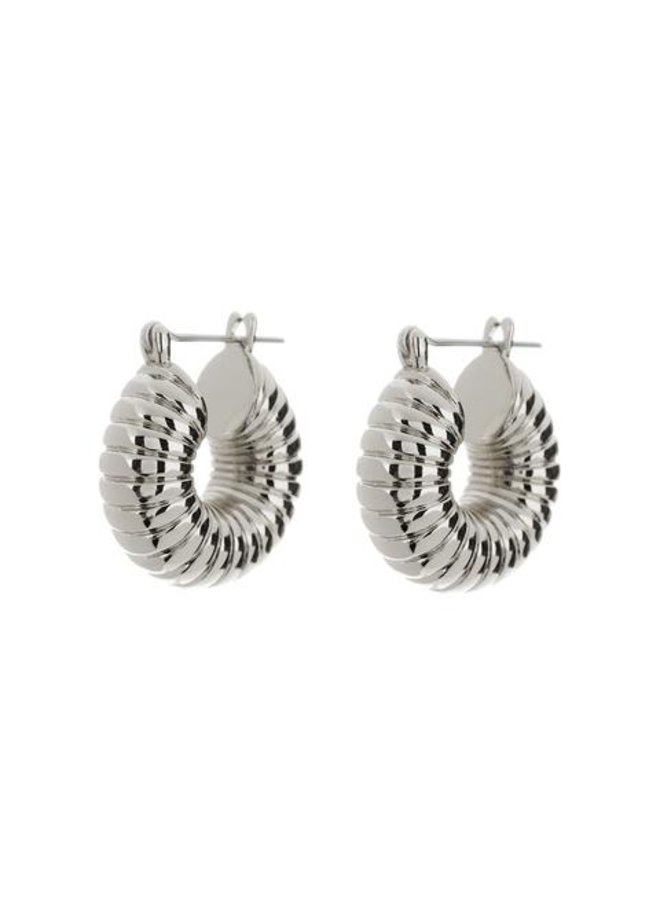 Ridged Mini Donut Hoops - Silver