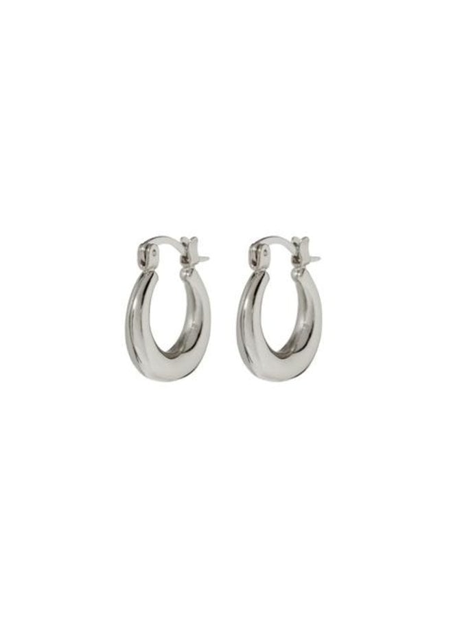 Ridged Mini Martina Hoops - Silver