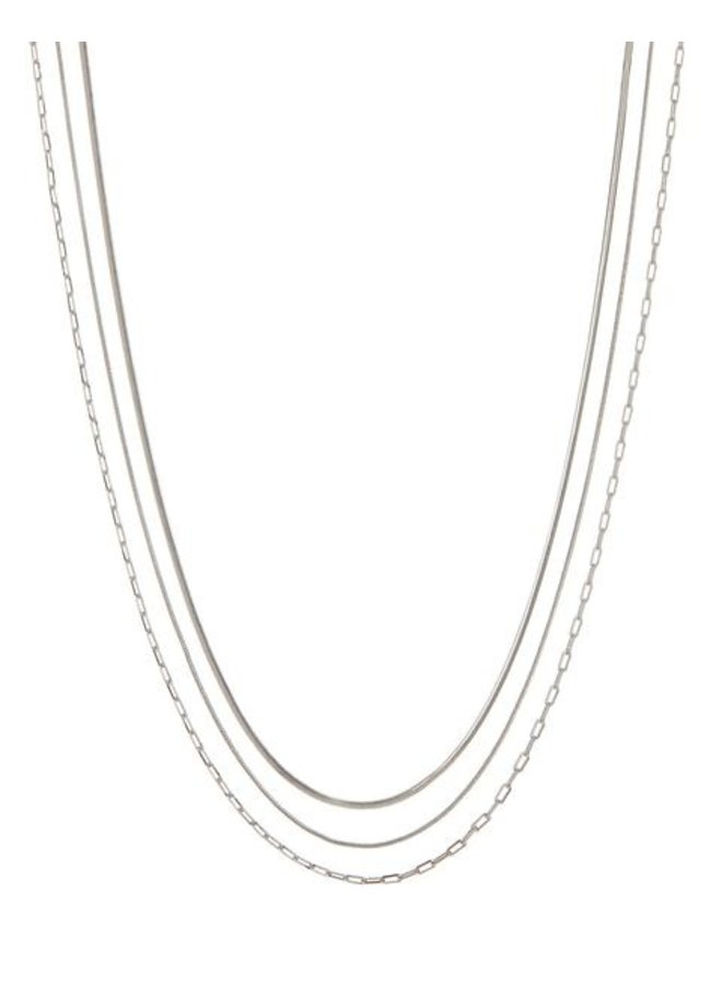 Chandon Multi Chain Charm Necklace- Silver