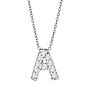 Silver and Diamond Initial Necklace White-