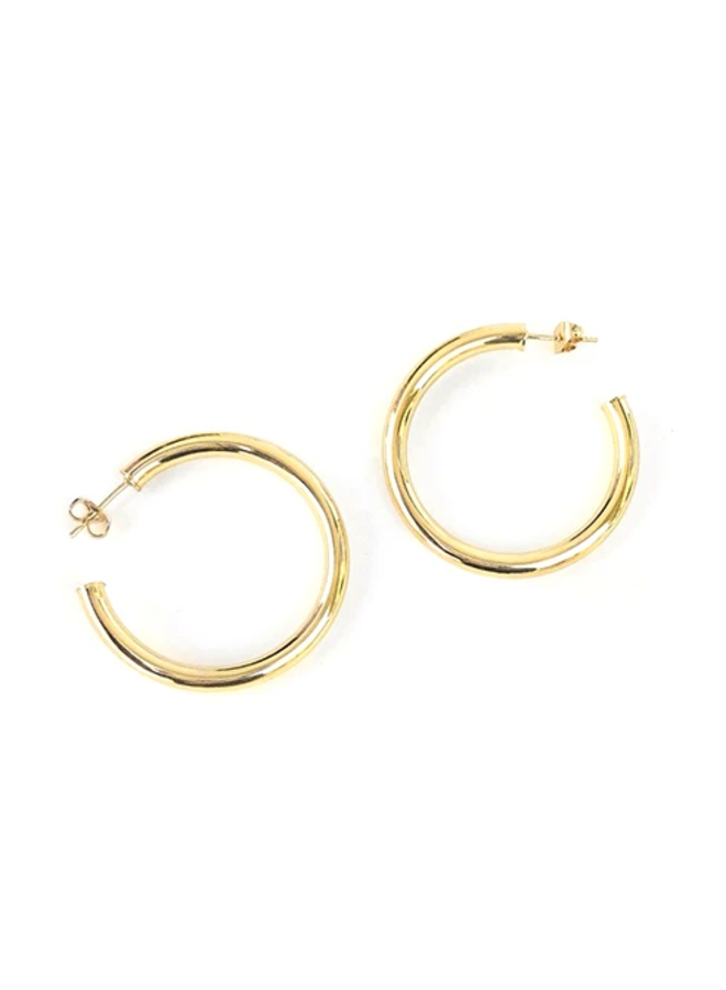 Hollow Tube Hoops 1 1/2" - Gold