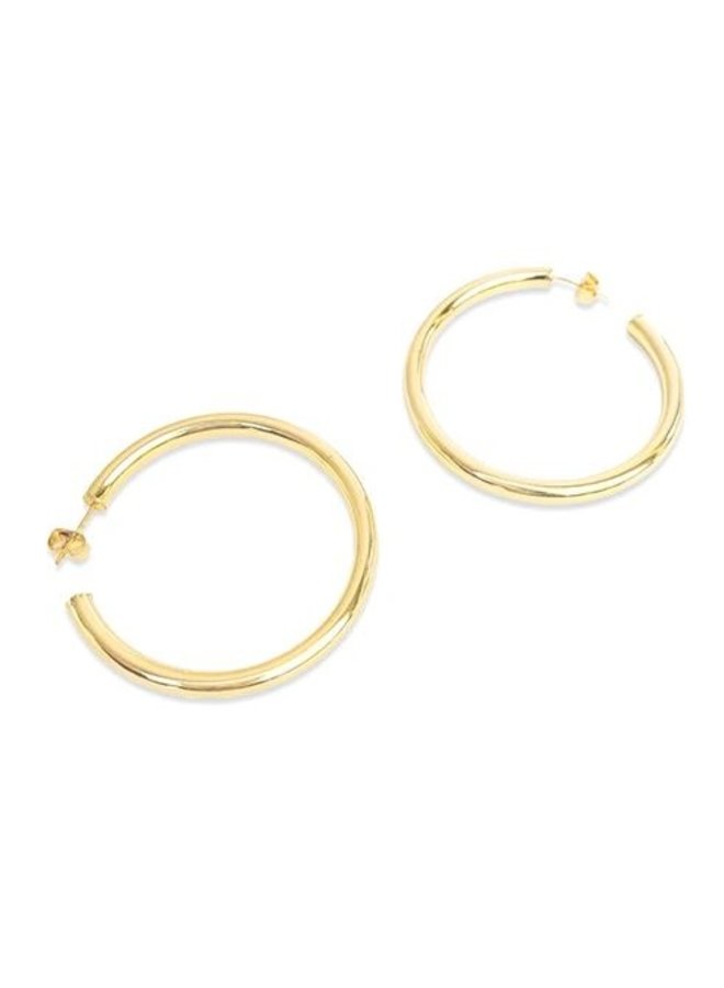 Large 2" Hollow Tube Hoops - Gold