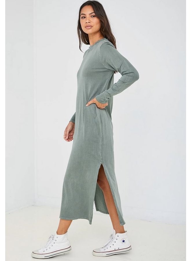long sleeve midi t shirt dress