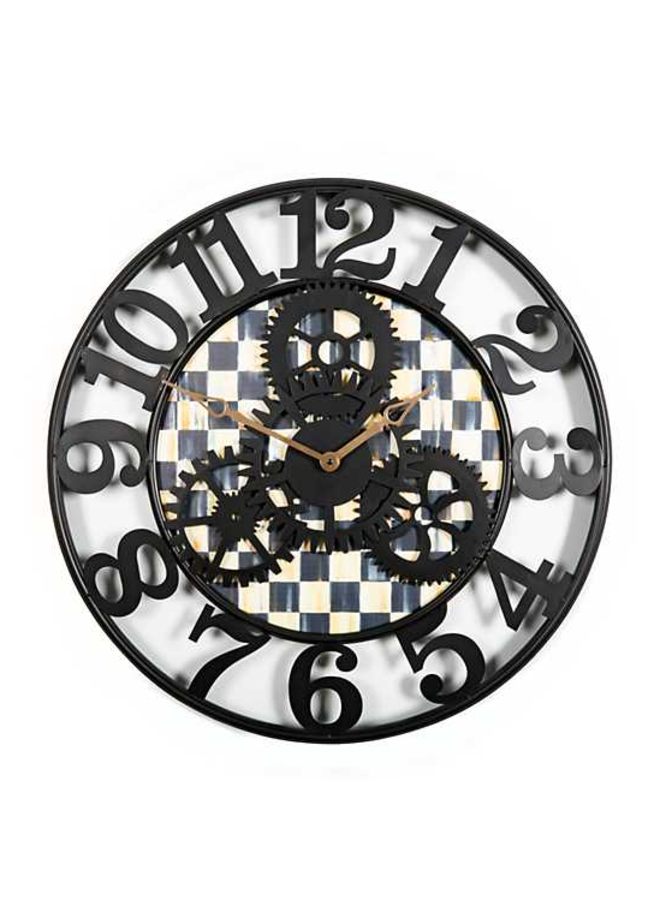 Courtly Check Farmhouse Wall Clock - Large