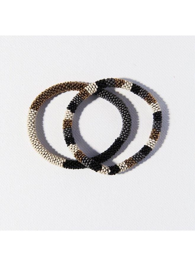 Black Ivory Gold Set of 2 Bracelets
