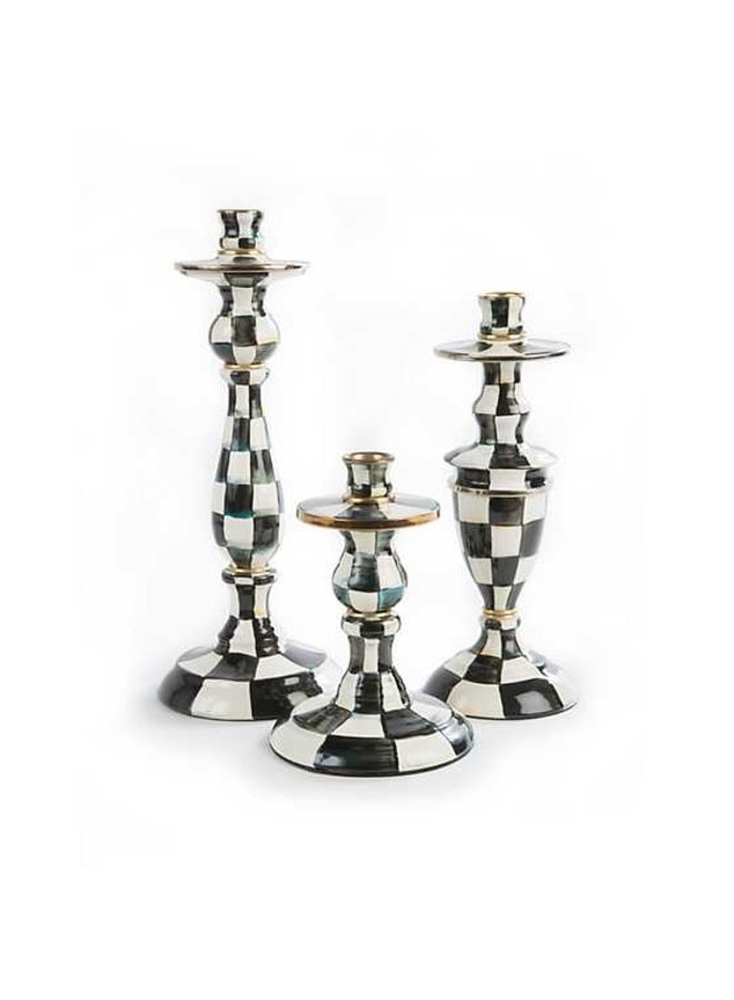 Courtly Check Enamel Candlestick - Medium