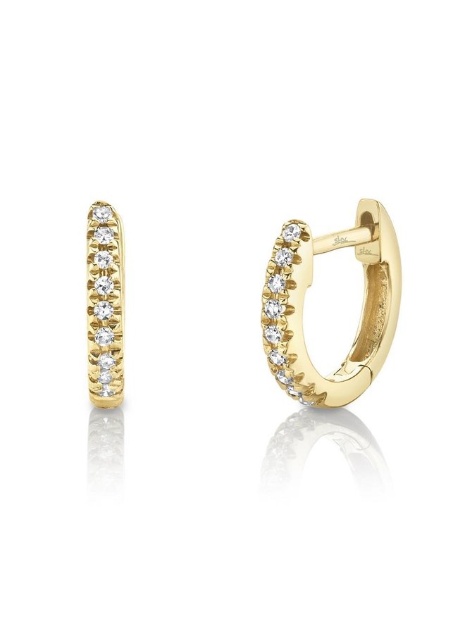 14K Yellow Gold and Diamond Baby Huggie Earrings (.04ct)