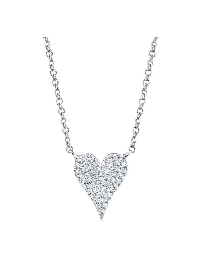 14K White Gold and Diamond Heart Necklace  (.11ct)