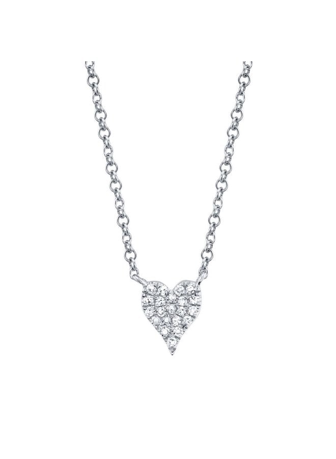 14K White Gold and Diamond Mini Elongated Heart Necklace (.05ct)