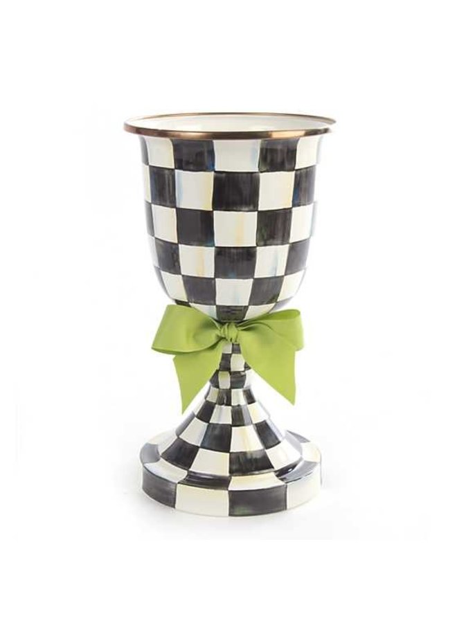 Courtly Check Pedestal Vase - Green Bow