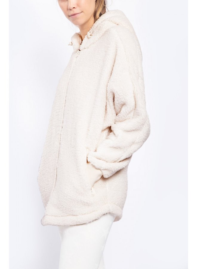 Sherpa Oversized ZIp Up Hooded Jacket 