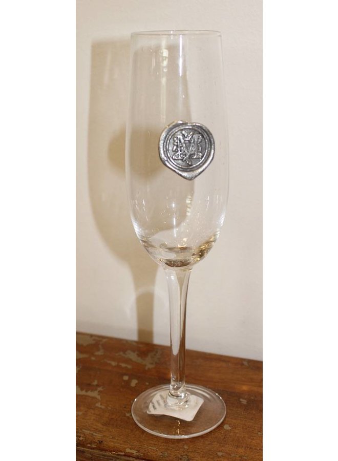 Champagne Flute- Initial M