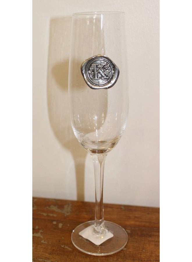 Champagne Flute- Initial K