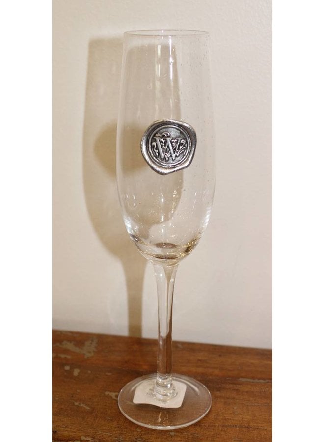 Champagne Flute- Initial W