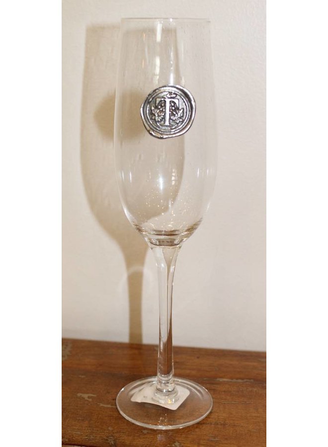 Champagne Flute- Initial T