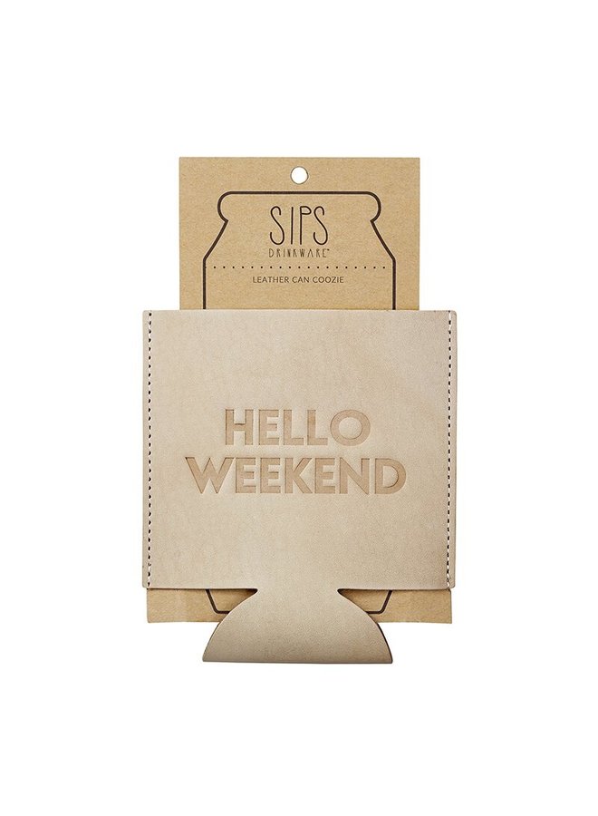 Leather Coozie- Hello Weekend