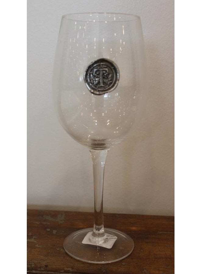 Stem Wine Glass-Initial T