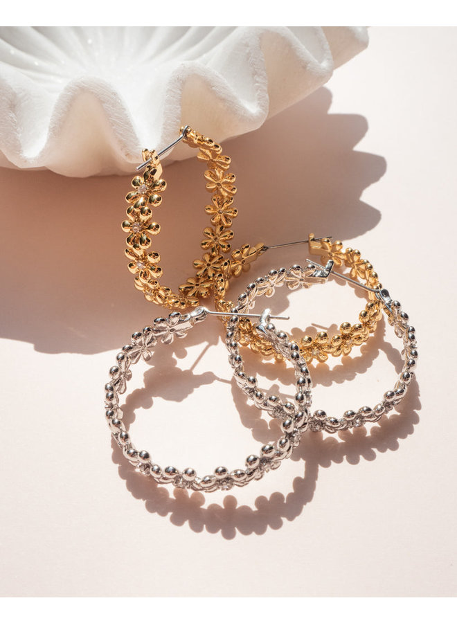 Daisy Chain Hoops - Silver