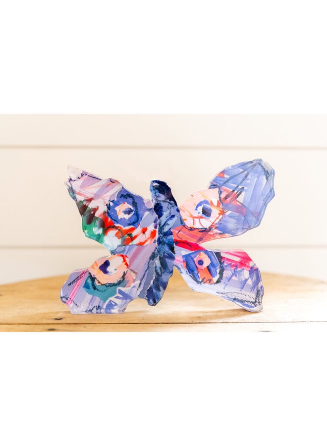 Butterfly Arylic Block - Blue/Pink